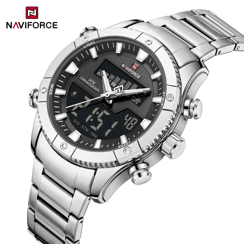 

NAVIFORCE Fashion Military Watch Multifunction Chronograph LED Backlight 3ATM Waterproof Men's Digital Sport Watch Gift for Him