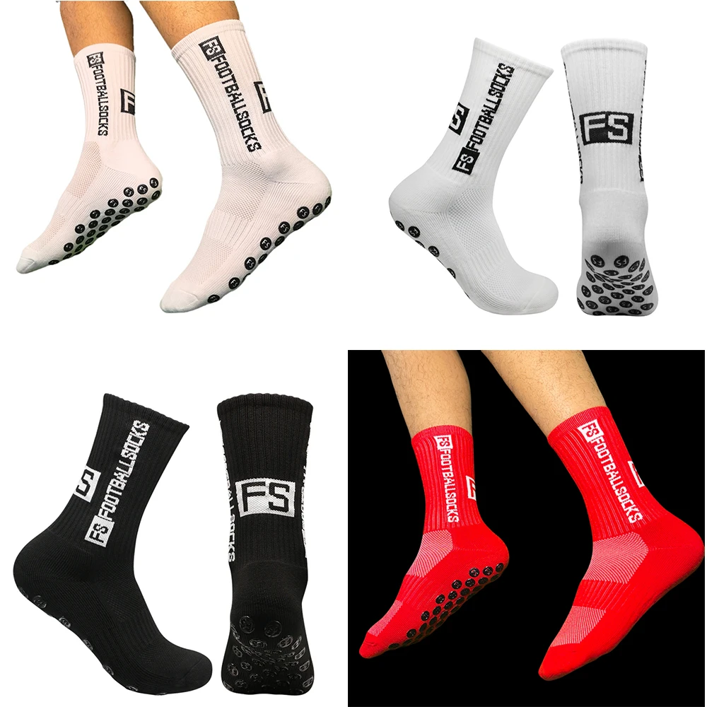 

A pair of FS adhesive anti slip football socks for men's mid length socks