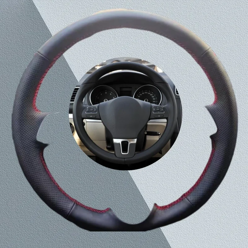 

Чехол на руль автомобиля на заказ для Volkswagen Golf 6 Mk6 VW Polo MK5 2010-2013, аксессуары для салона автомобиля из искусственной кожи