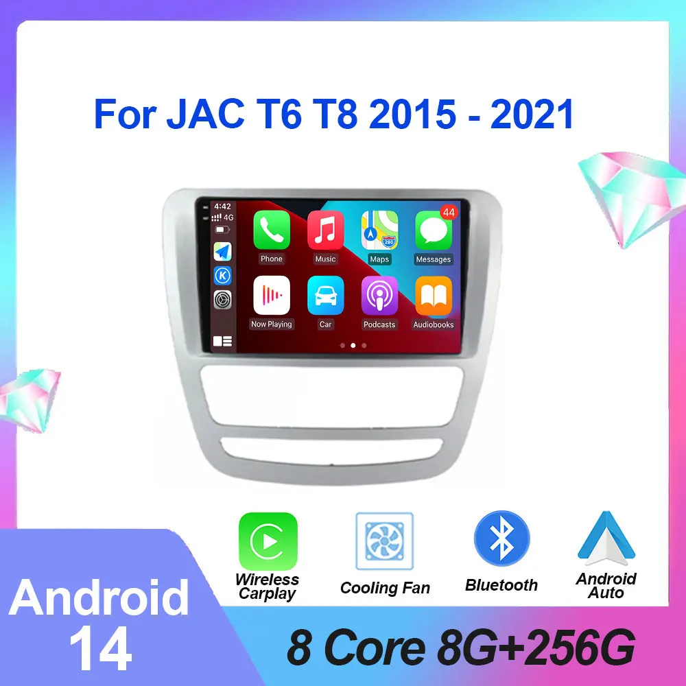 

Android 14 GPS Navigation For JAC T6 T8 2015 - 2021 Car DVD Player Headunit Radio Stereo Carplay Auto 360 Camera