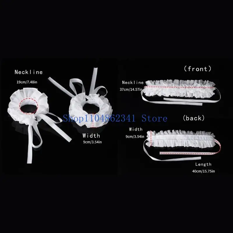 عصر النهضة المهرجين المختنق فو طوق الأبيض كشكش الرقبة التبعي وأصفاد المعصم للحفلات التنكرية واللباس الحدث
