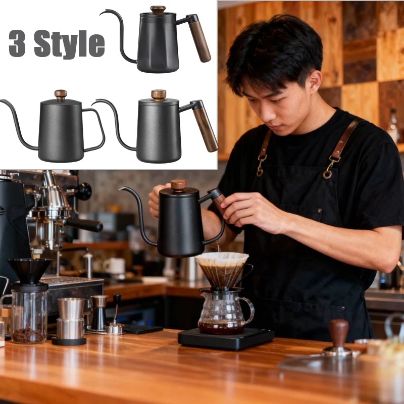 

1Pc Non - Stick Coating Hand Brewed Coffee Kettle with Long Swan Neck Thin Mouth Heat - Resistant Handle for Barista 휴대용 에스프레소