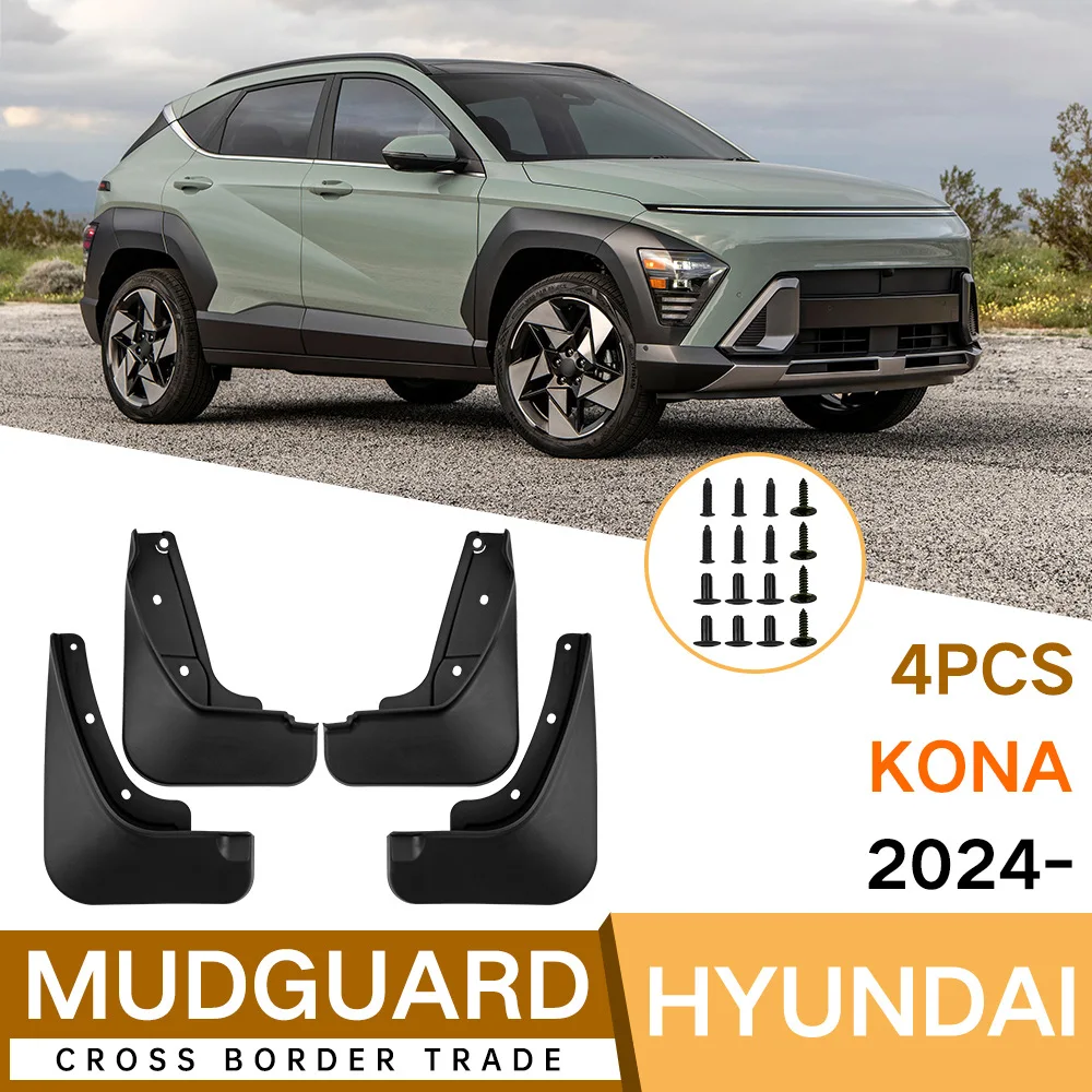 

For Hyundai Kona 2024 black car mudguard Reduce dust Resist tire dirt car accessories tools