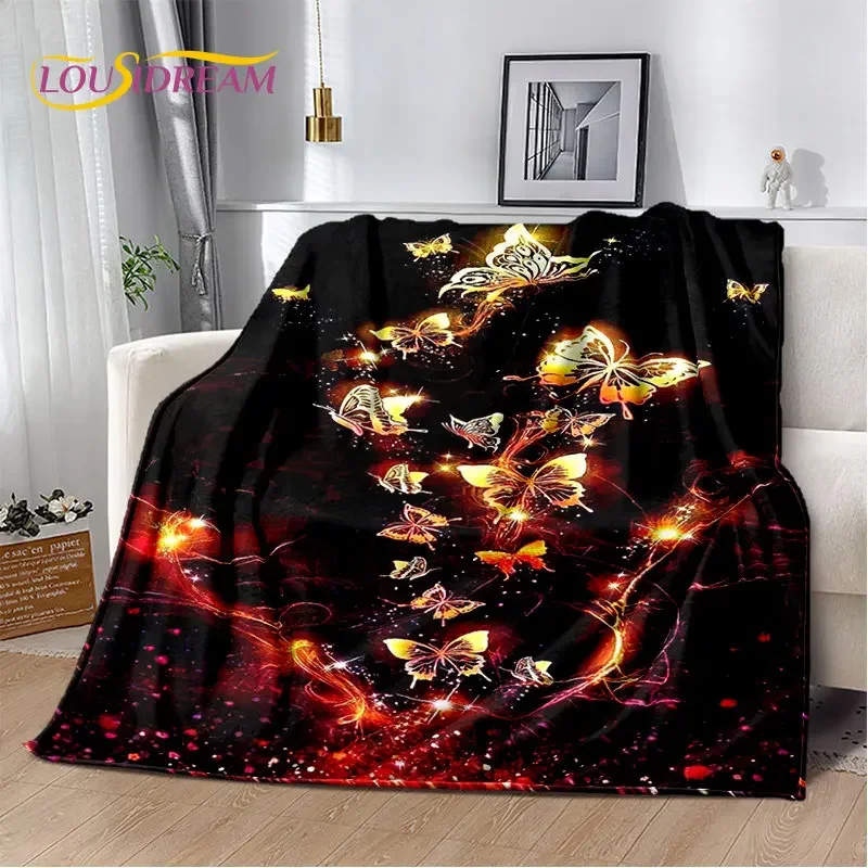 

3D print CartoonButterfly Flower blanket Soft Plush Flannel Throw Blanket for Living Room Bedroom Bed children birthday gift