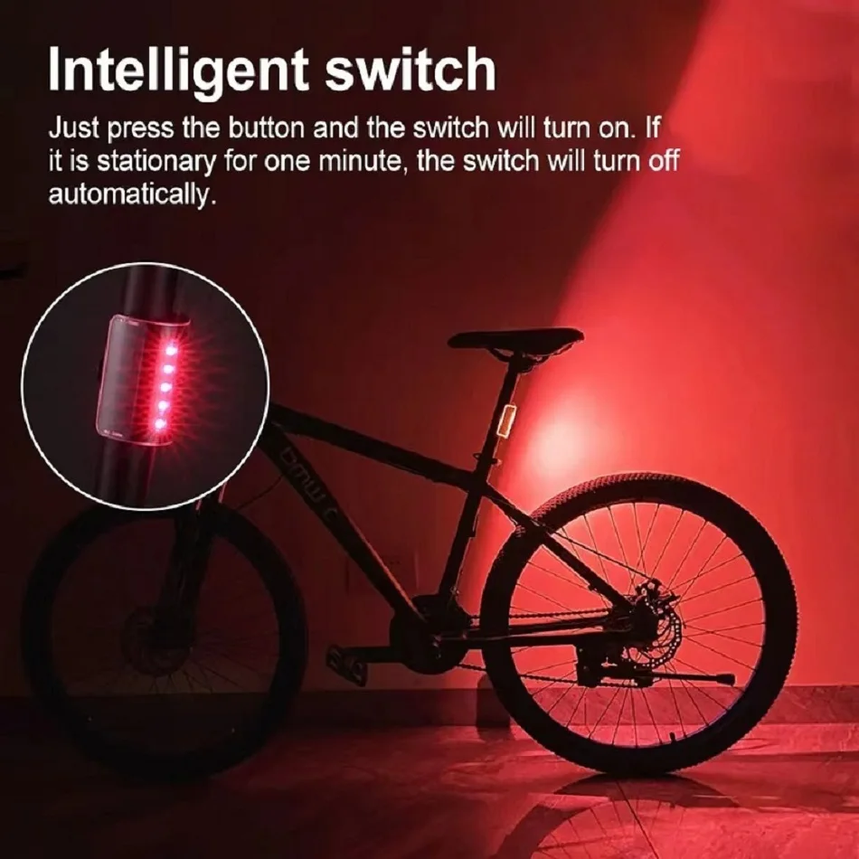 USB Rechargeable Waterproof Safety Warning Bike Lamp Flashlight Smart MTB Bicycle LED Tail Light Headlights Cycling Accessories