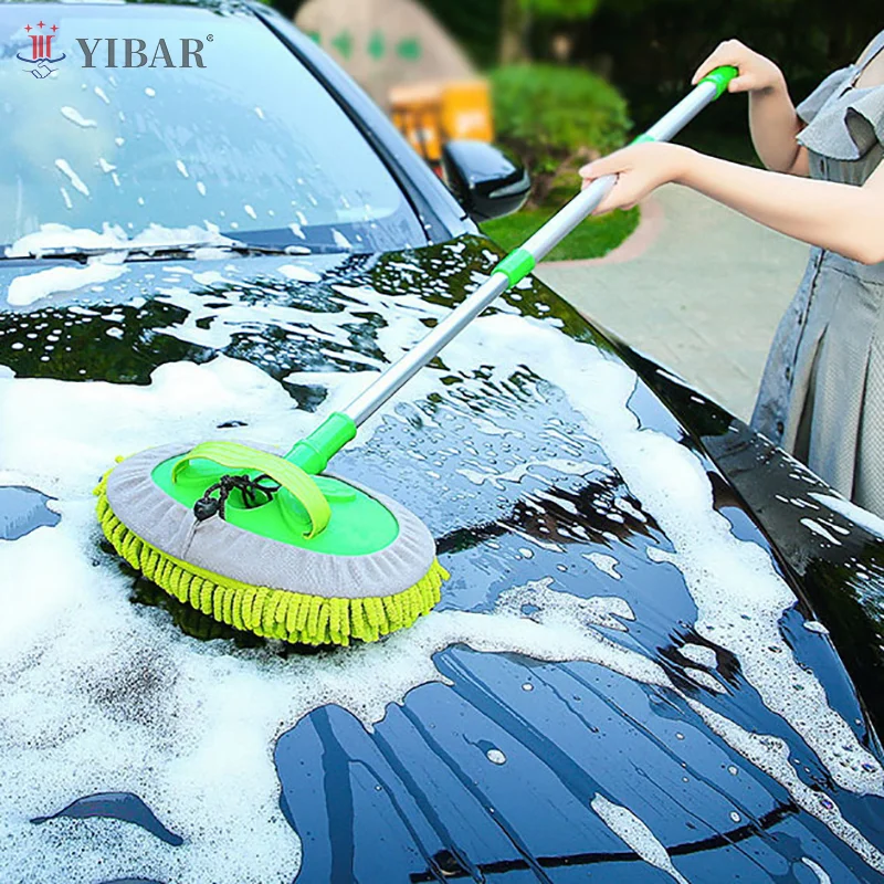 

2 In 1 Car Cleaning Brush Car Wash Brush Telescoping Long Handle Cleaning Mop Broom Auto Accessories Adjustable Super Absorbent