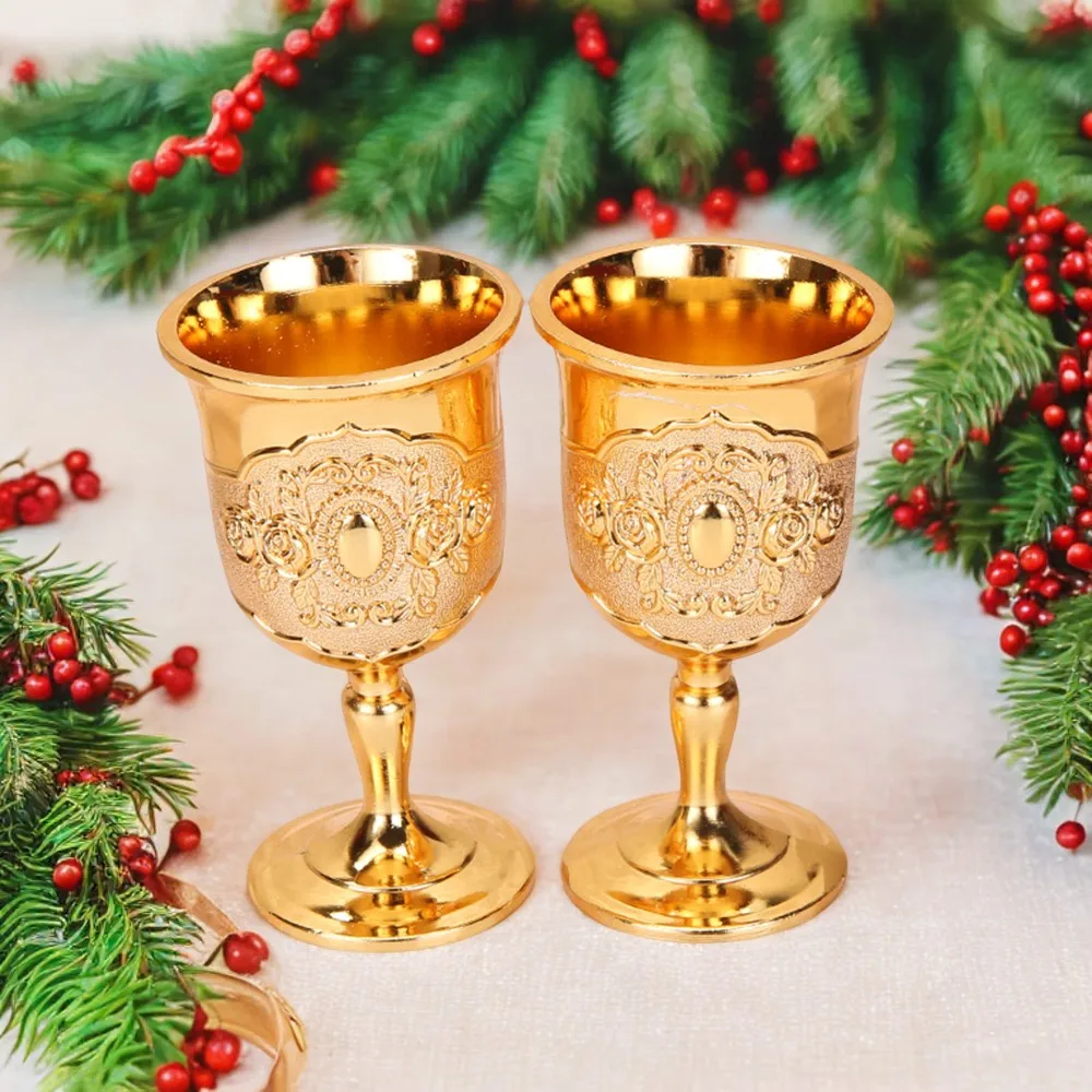 Palace Style Metal Wine Cup Household Vintage White Alcohol Cup Exquisite High-end Drinking Utensil For Christmas Festival Party