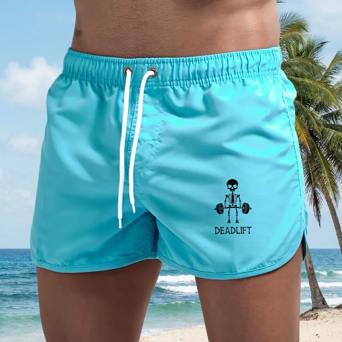 New Men's Beach and Vacation Shorts, Summer Swimming and Water Sports Shorts, Overlocked Quick-Dry Beach and Surf Shorts