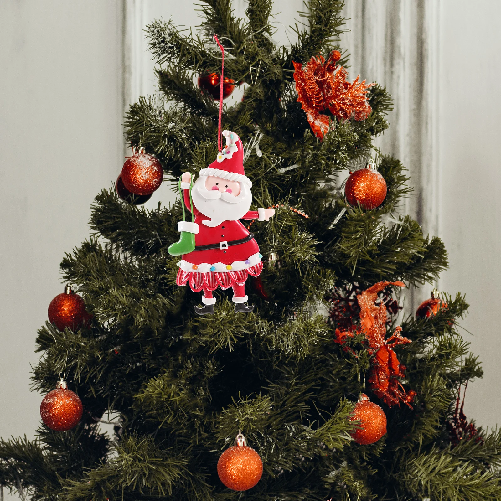 

Christmas Tree Hanging Ornament Santa Claus Xmas Tree Pendant Handmade Polymer Clay Decoration Xmas Party Decoration