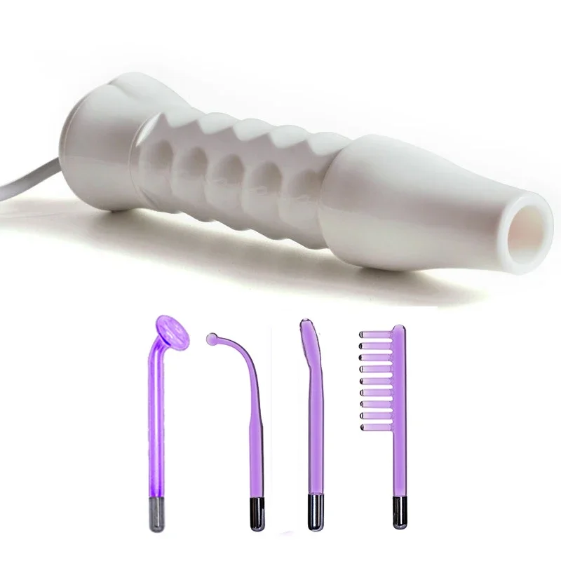 

4 in 1 Portable High Frequency Glass Tube Purple Red Electrode Facial Massage Spot Acne Remover Skin Care Face Hair Salon Beauty