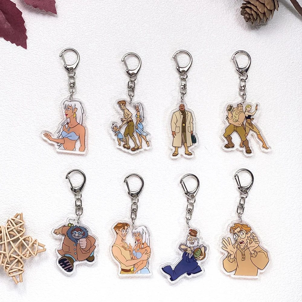 1/10 Uds. Disney Atlantis: El Imperio Perdido, lindo llavero con accesorios, colgante de acrílico para bolso, llavero, decoración de mochila