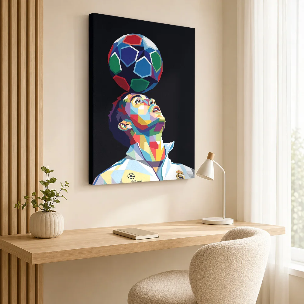 Cristiano Ronaldo Pop Art Canvas Painting Poster Personalized Photo Sports Portrait Wall Art for Game Room Decor Ready to Hang