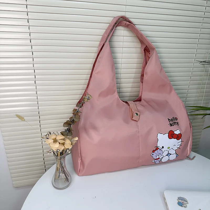 

Kawaii Hello Kitty Storage Bag Cute Women Accessories Large Capacity Single Shoulder Cartoon Fitness Travel Girl Gift Wholesale
