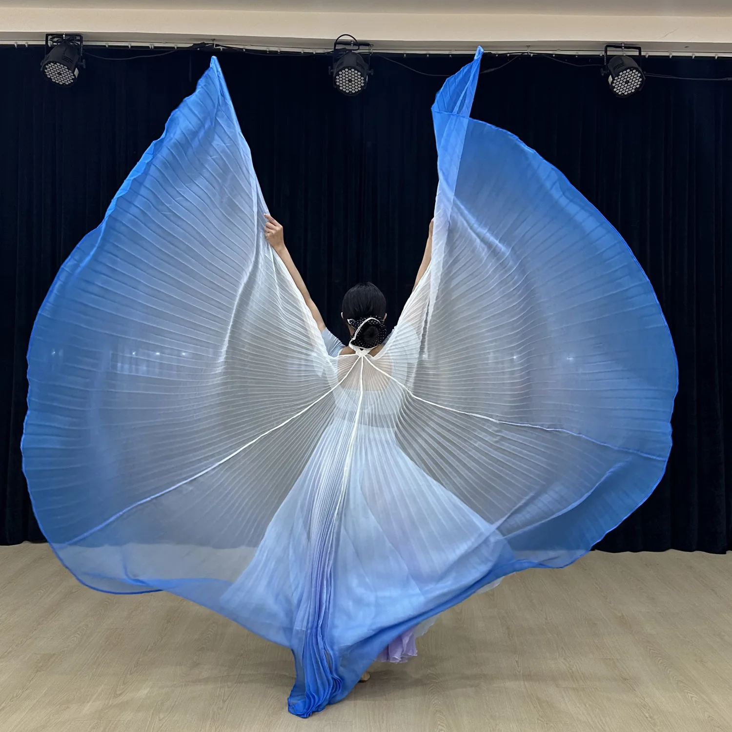 

Worship Isis Wings Adults Women Egyptian Professional Belly Dance Costume Gradient Soft Chiffon Cape Fairy Cloak Accessories