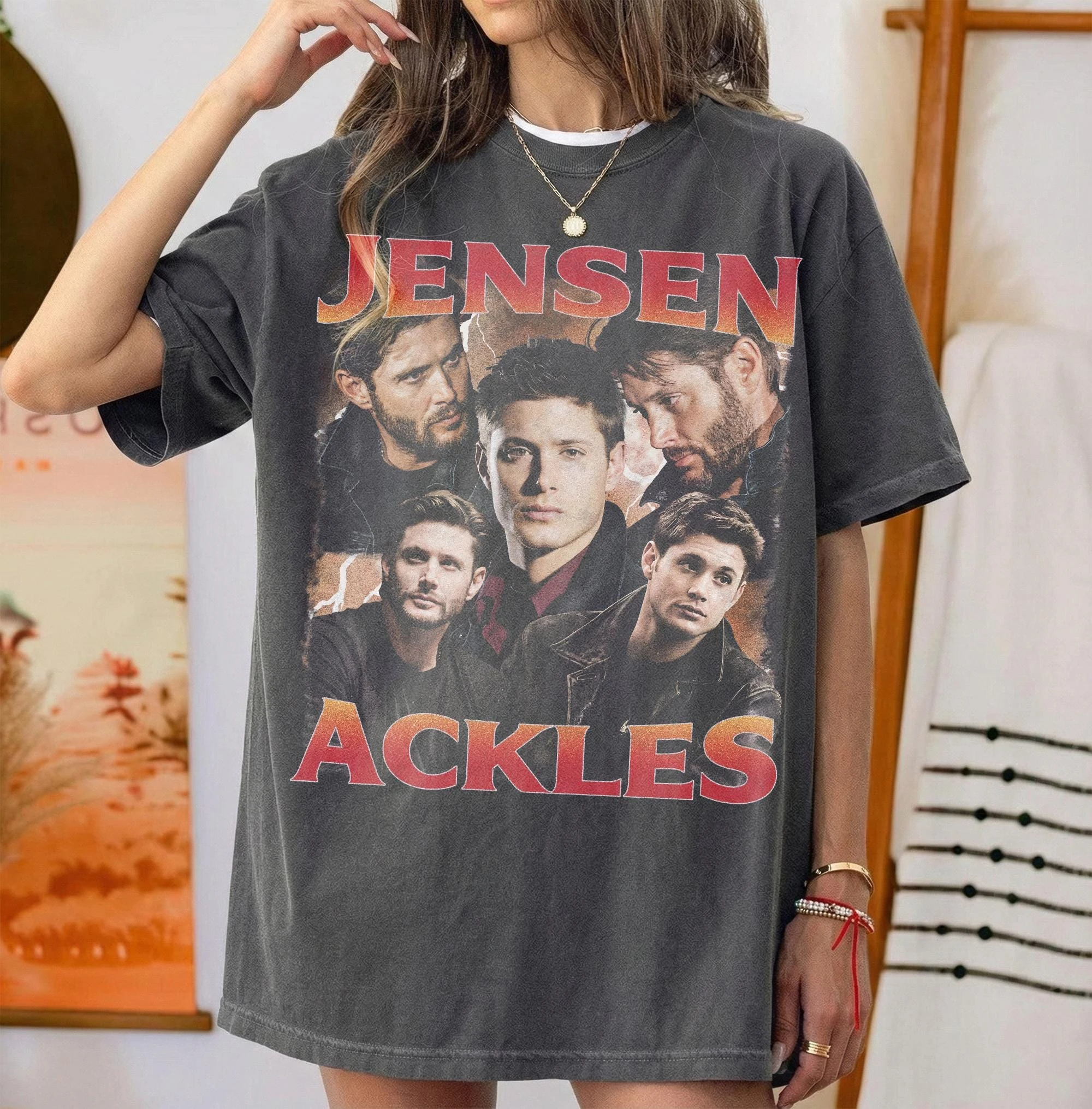 Vintage Jensen Ackles Shirt, 90s Style Actor Bootleg Shirt, Supernatural Dean Winchester Graphic Tee, Unisex Fan Gift