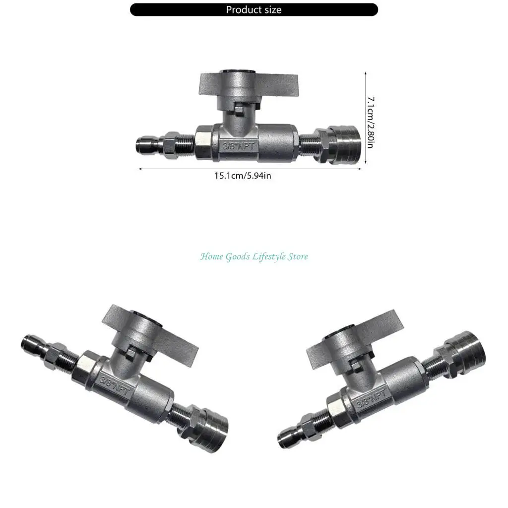 

E74E Steel 3/8Inch Ball Valves Pressure Washer 5000PSI With Quick Fittings For Washer Systems Leakage Protections