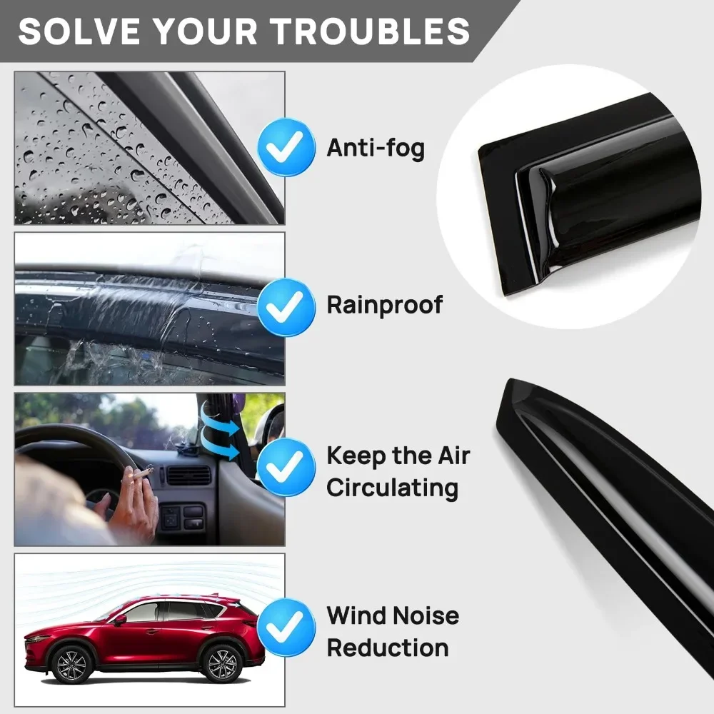 For Toyota Corolla Cross 2022-2025 Car 4PCS Side Window Vent Visor Window Deflectors 4PCS Side Vent Visor Window Deflectors