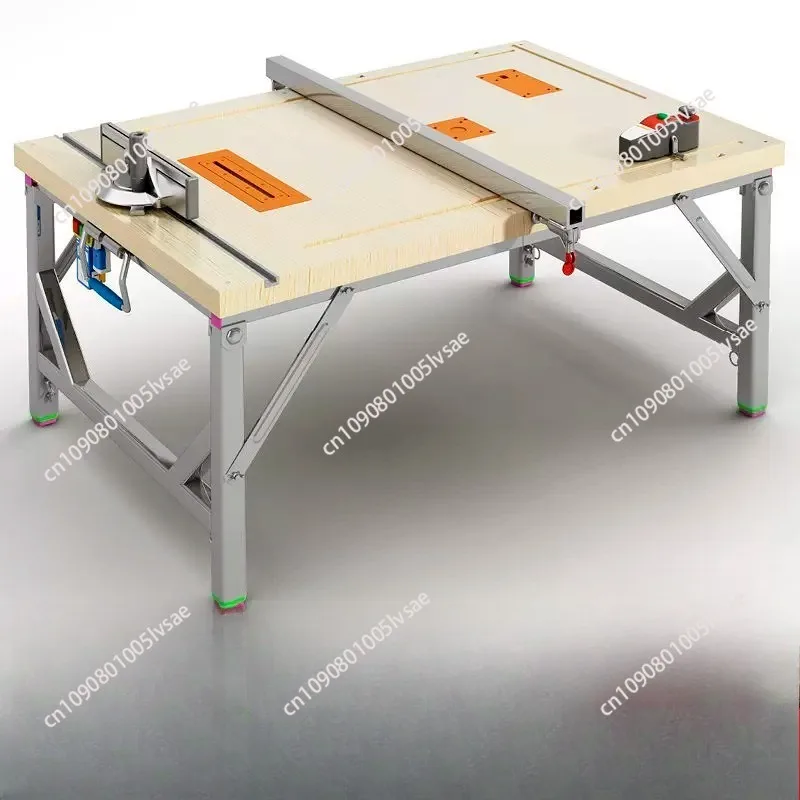 Woodworking workbench Multifunctional sliding  flip saw Portable  saw Small lifting  Folding saw table frame view 3