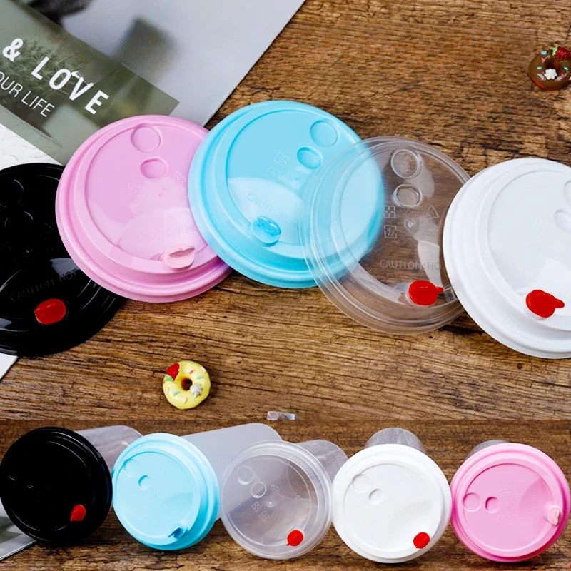 100pcs 90mm Caliber Disposable Leak Proof Connected Cup Cover Takeaway Milk Tea Lid Paper Cup Food Grade Pp Injection Molded Lid