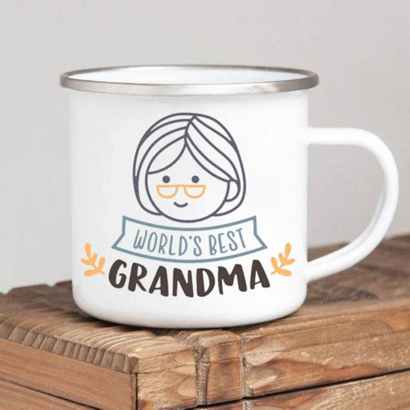 Promoted To Grandma Print Coffee Mug Vintage Enamel Mugs Personalized Gift Cups for Coffee and Tea Beer Cup Drinkware Cupshe Bar