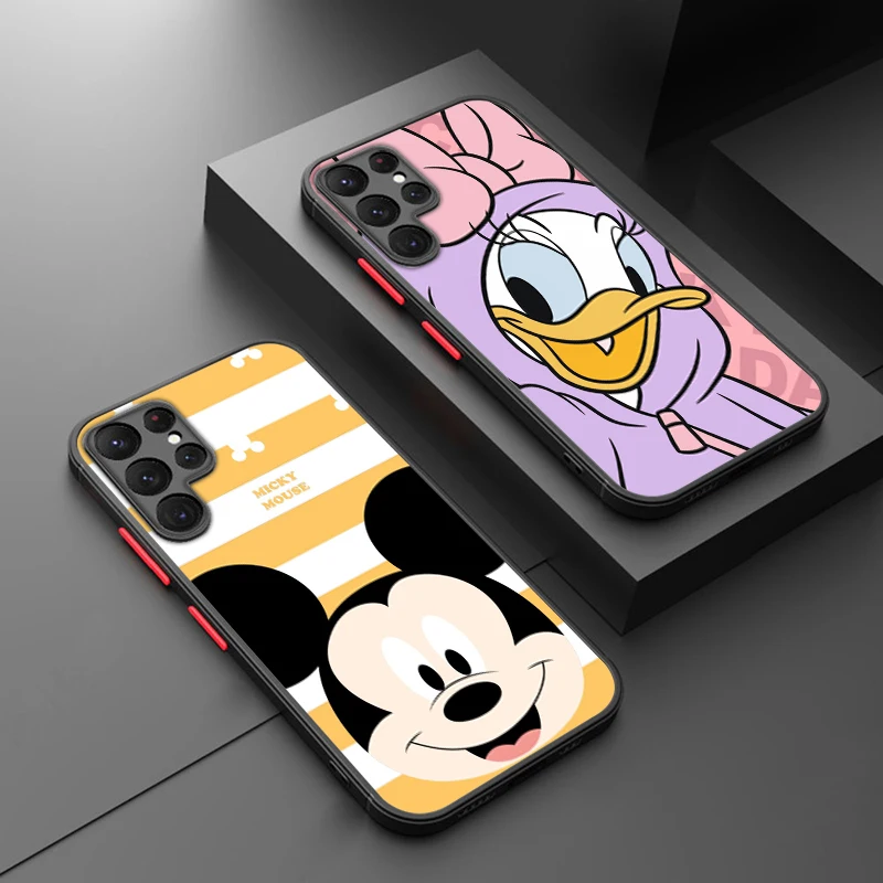 

Disney Mickey Minnie Cool For Samsung S24 S23 S22 S21 Ultra S20 FE S10 Plus Lite 4G 5G Frosted Translucent Cover Capa Fundas