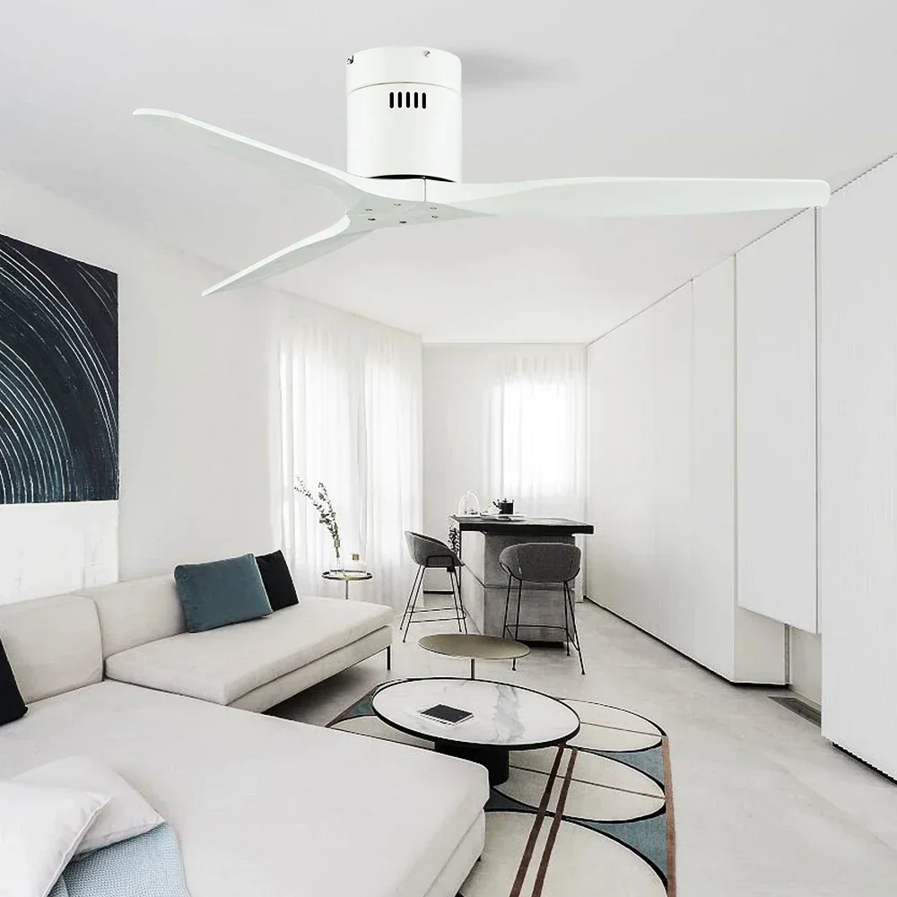 52Inch Brushed Luxury 3 Wooden Blade DC 85V - 260V Motor Decorative Ceiling Fan Ventilator Light with Remote Control LED Fans