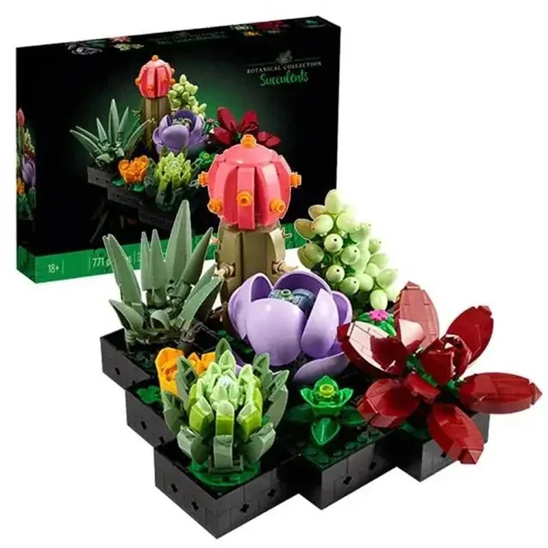 771PCS Succulents Plant Decor Bonsai Building Block Set Gifts Kids Adults Girls Compatible 10309