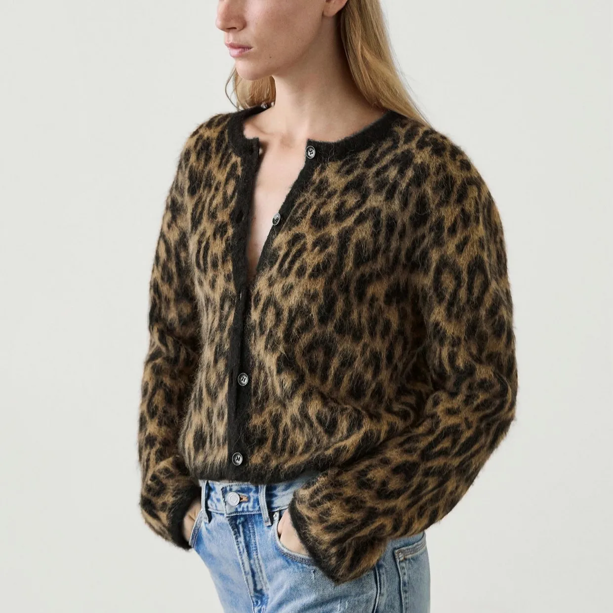 2024 Autumn Winter New Popular Women's Loose Fashion Casual Leopard Knitted Sweater