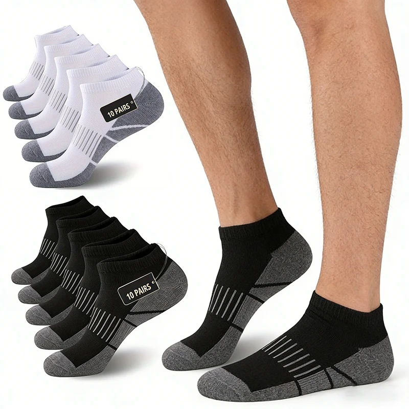 

10 Pairs Men's Athletic Ankle Socks Breathable Comfort Cushioned Low Cut Sport Sock Casual Running Training Sock Women
