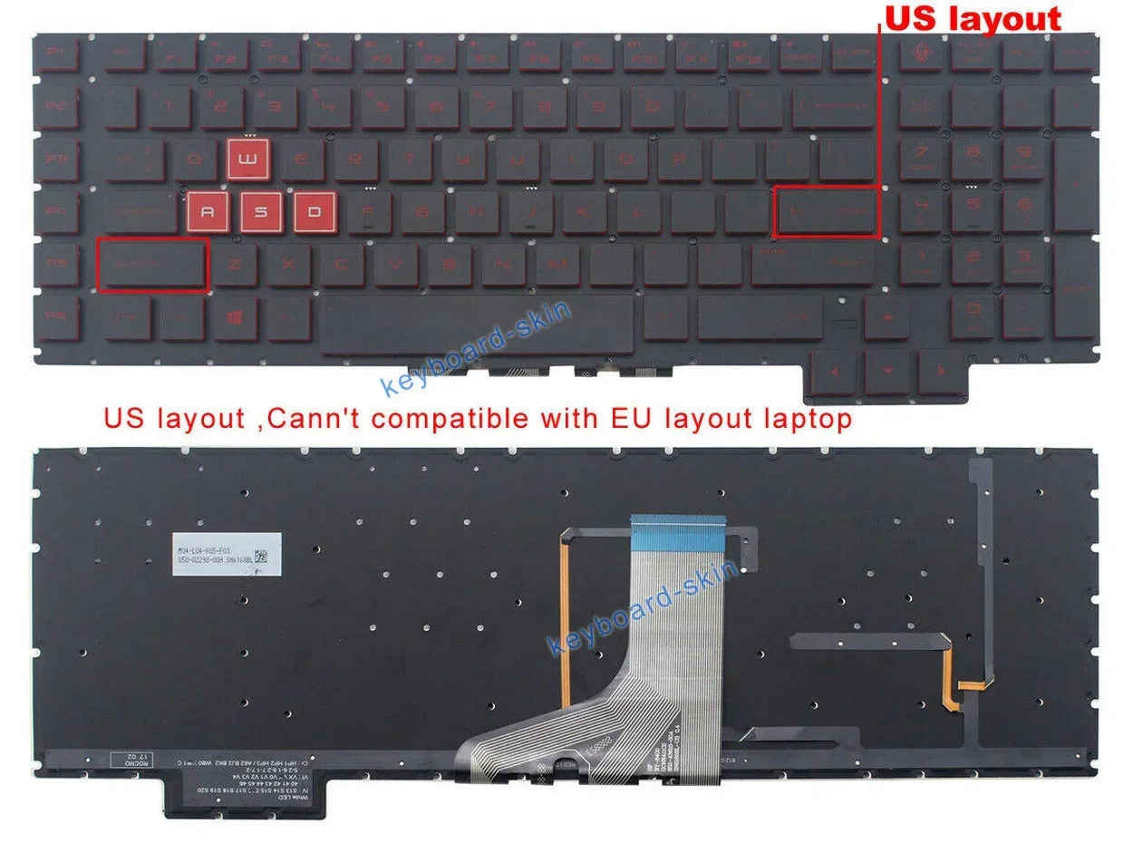 New US Backlit Keyboard No-frame for HP Omen 17-AN 17-ANxxx 17-AN008CA 17-AN010CA NSK-XH0LN series laptop