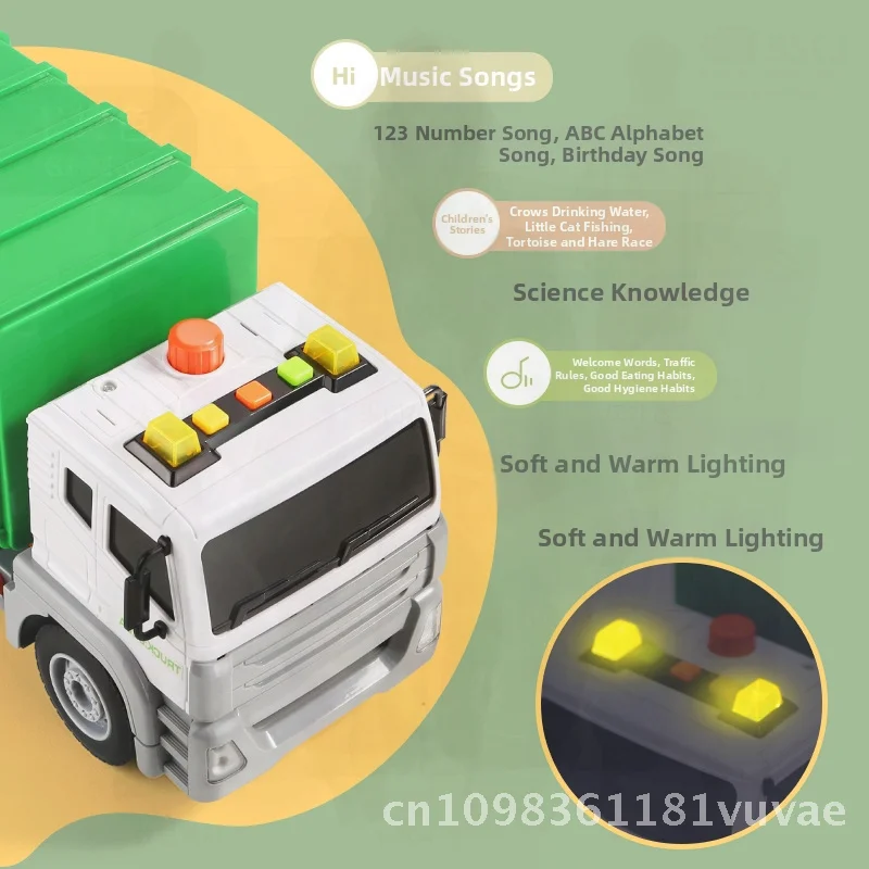 لعبة شاحنة صرفية كبيرة للقمامة للأولاد - نموذج هندسي شاحنة تنظيف فرز مقاومة للسقوط مع صوت وضوء #2