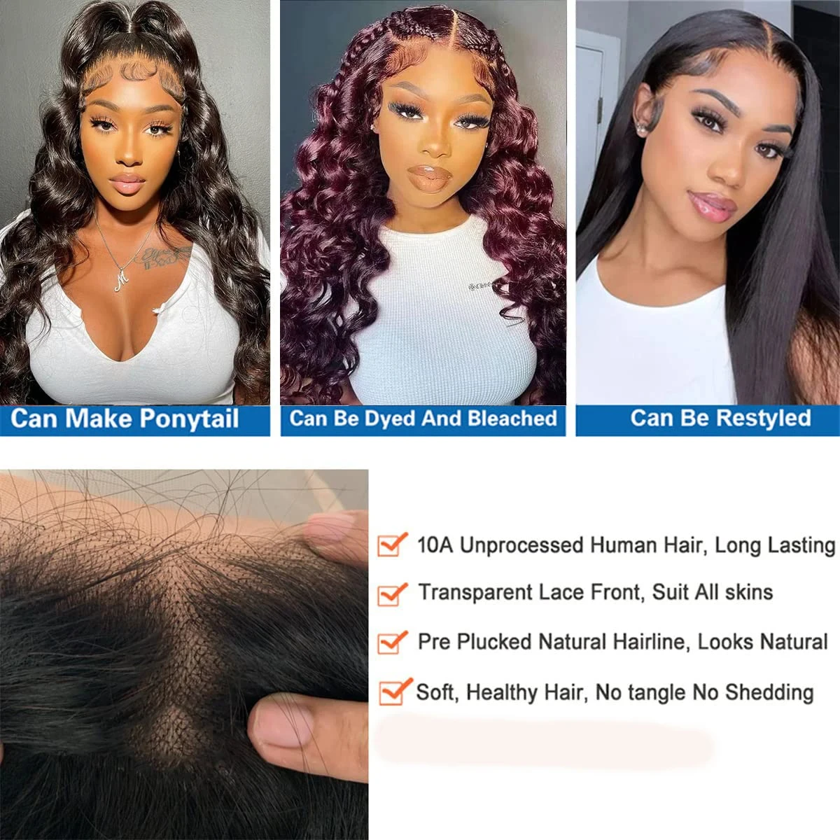 Body Wave 13x4 Lace Frontal Ear to Ear Remy Human Hair Swiss Lace Frontal Closure Bleached Knots Pre Plucked With Baby Hair #1B