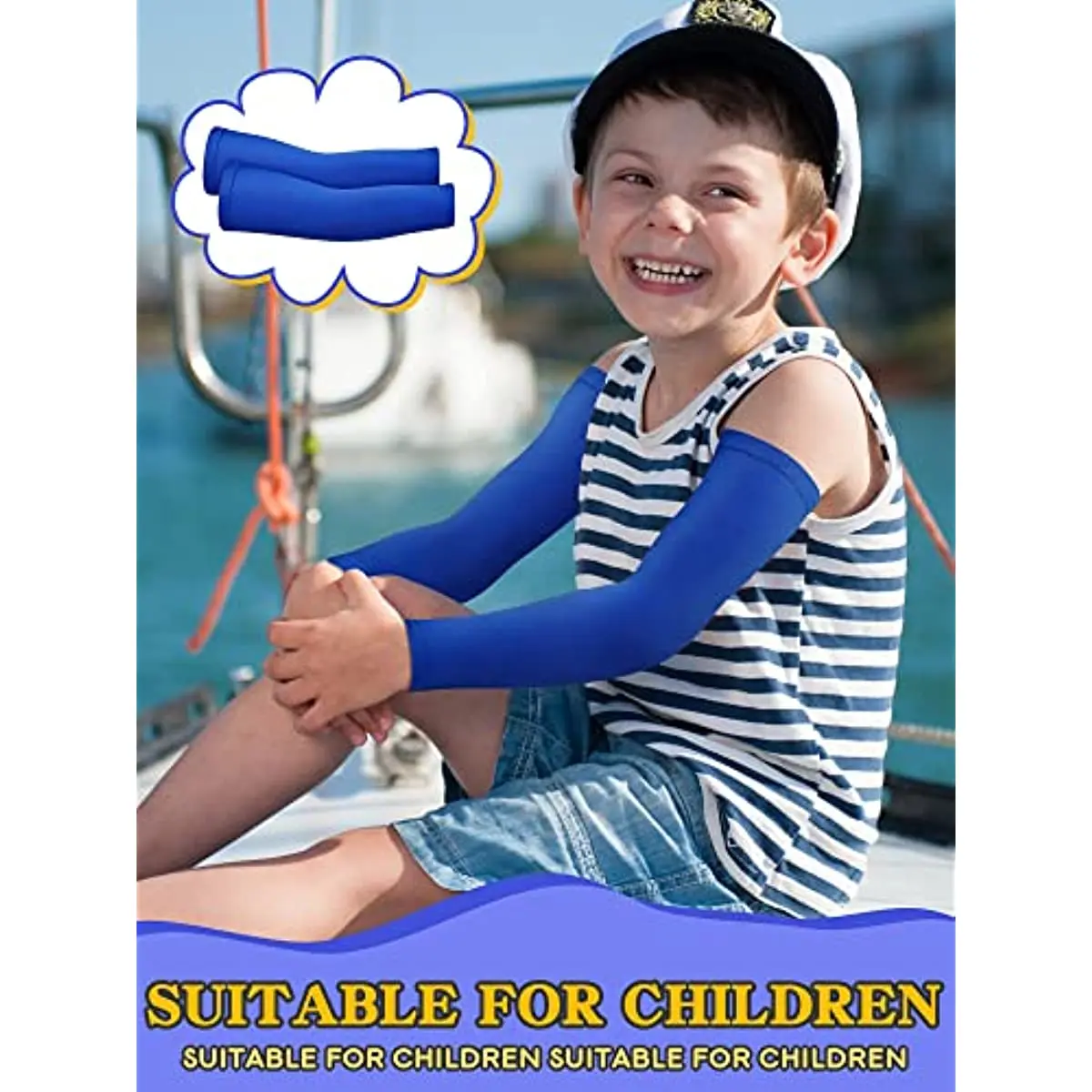 1Pair Kids Arm Sleeves Sun Protection Cooling UV Protection Sleeves Anti-Slip Ice Silk Arm Covers for Boys and Girls