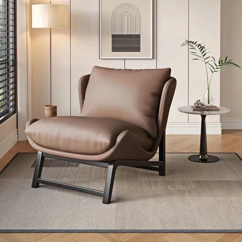 Nordic Modern Reclining Lounge Chair-Metal Frame Chaise Lounge for Living Room & Hotel Use