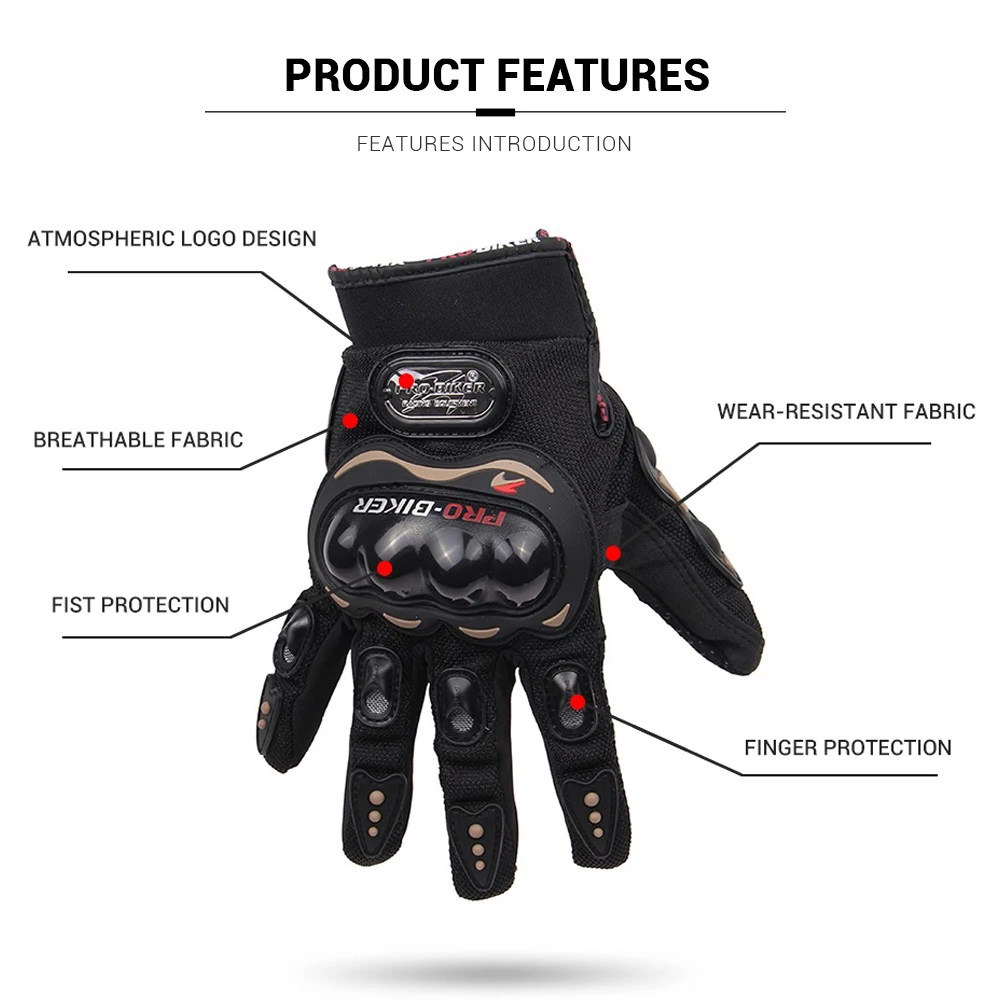 Summer Breathable Full Finger Motorcycle Gloves Non-slip Wear-resistant Motocross Racing Gloves Touch Screen Moto Biker Gloves