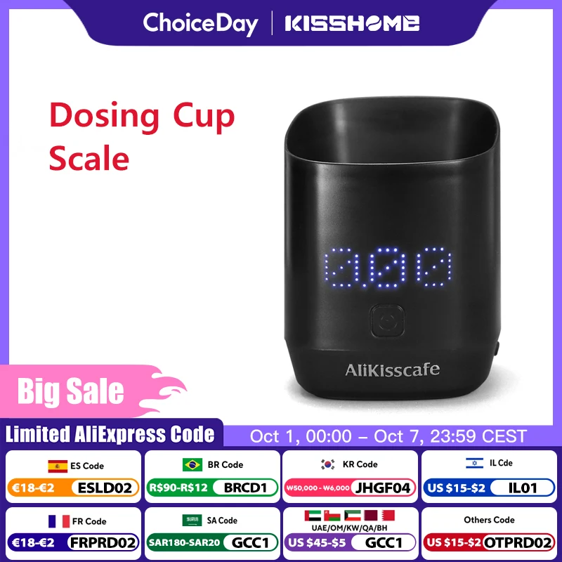 AliKisscafe Digital Dosing Cup Coffee Scale Display Tray Precise Scale Measuring Cup Kitchen Barista Tools Espresso Accessories