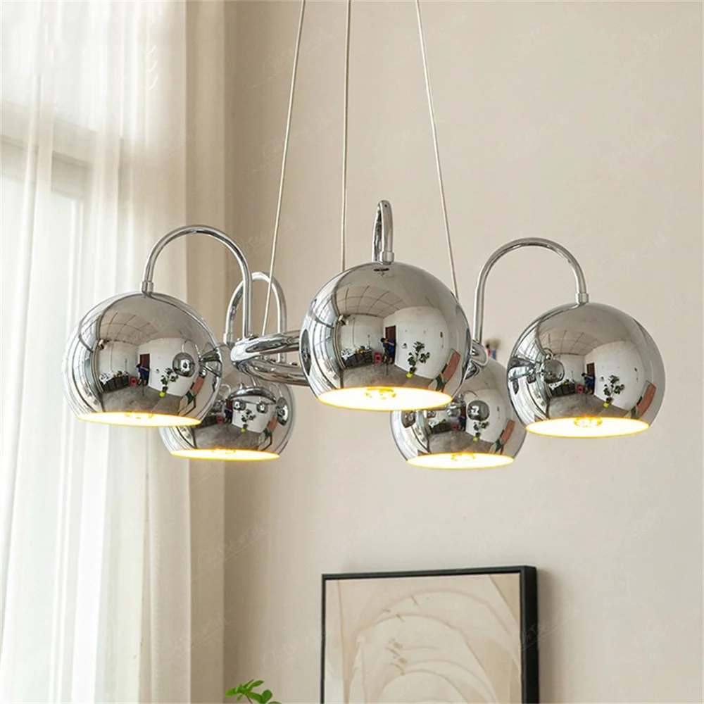 Modern Chrome Finish Multi Head Pendant Lights and Ceiling Chandelier for Living Room Dining Room