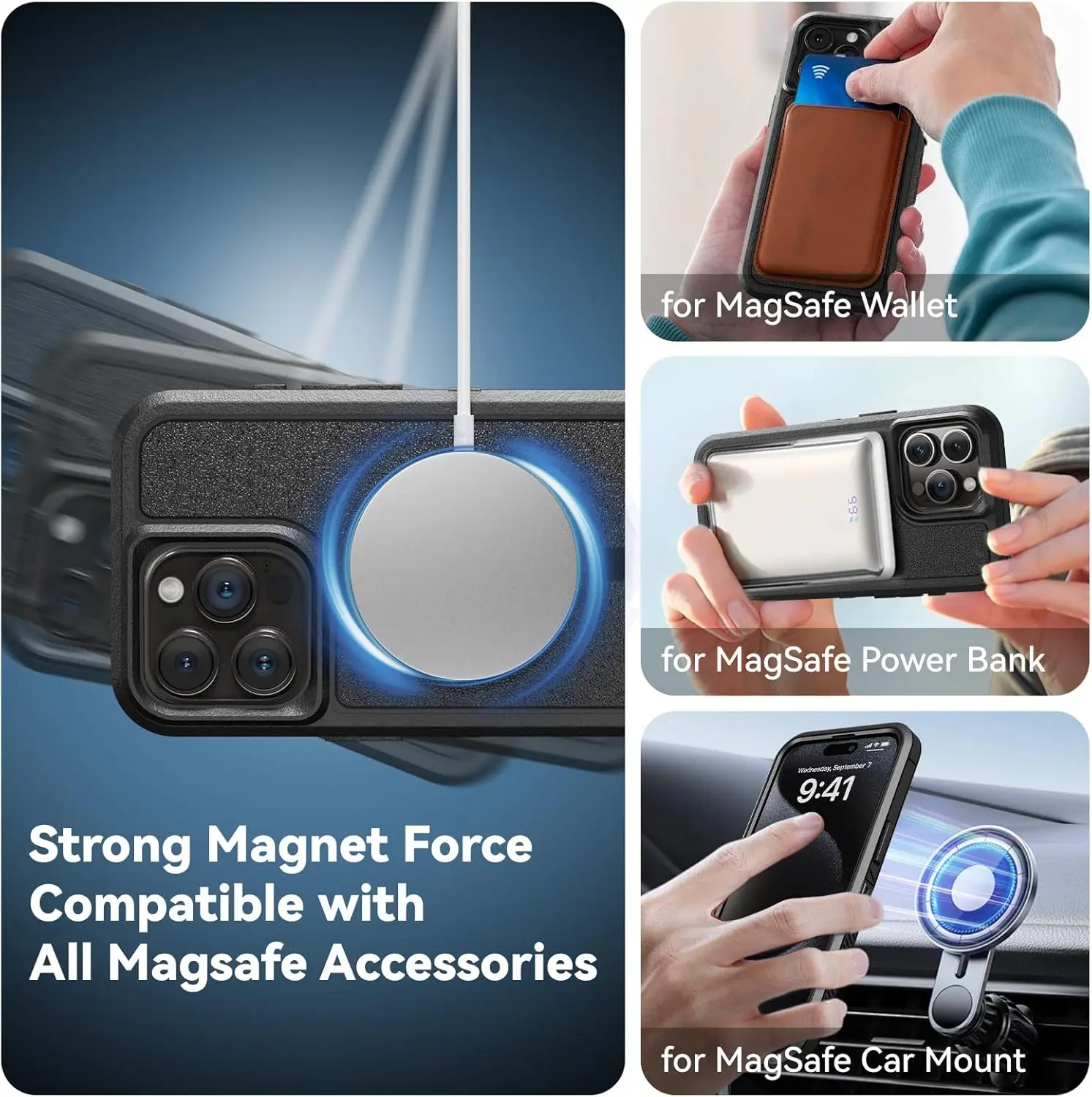 Picture 4: Case For iPhone 17 Pro Max 16 15 Pro Max 15 14 Pro 13 12 Heavy Duty Shock Absorption  Full Body Protective Silicone Rubber Cover
