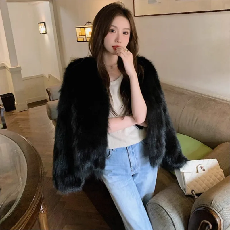 

Новая короткая теплая модная и универсальная меховая шуба для женщин