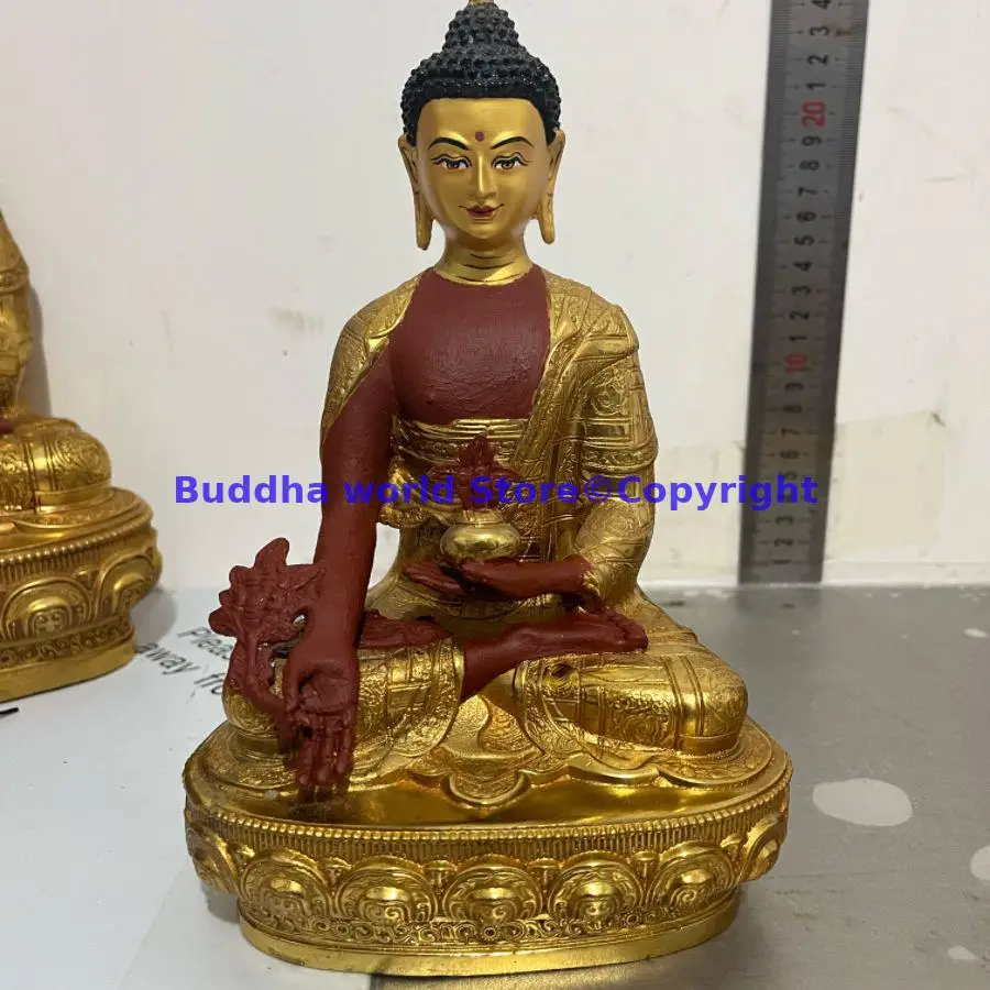 21cm Tibet Thailand High quality copper the Medicine Buddha RU LAI statue Worship Buddha Temple Family Effective protection