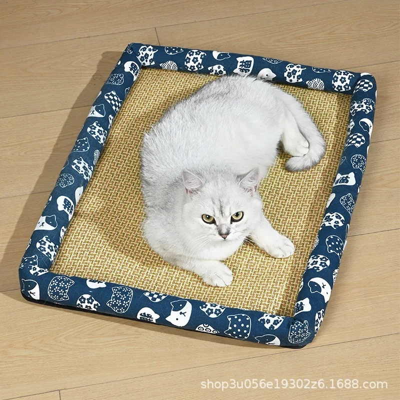 Summer pet cooling nest for cats and dogs, suitable for all seasons, made of rattan, breathable and cooling, washable