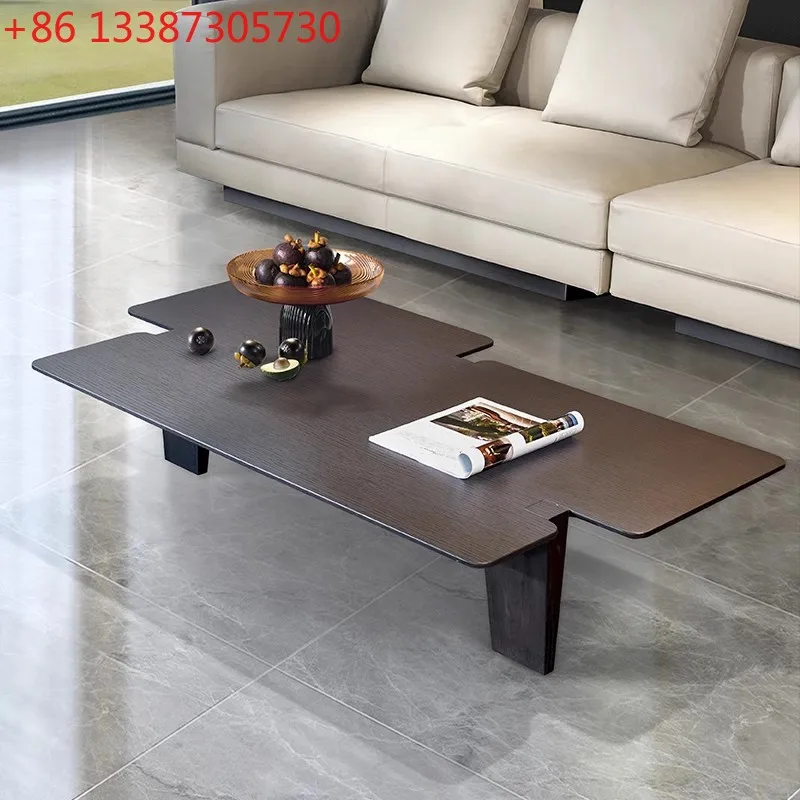 Irregular Italian minimalist smoked wood color coffee table living room creative simplicity