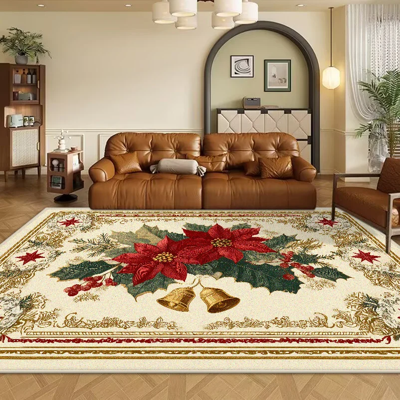 Christmas Luxurious Carpet Theme Indoor Area Living Room Mat Edge Large Mat Suitable for Bedroom Mats New Year Holiday Rugs