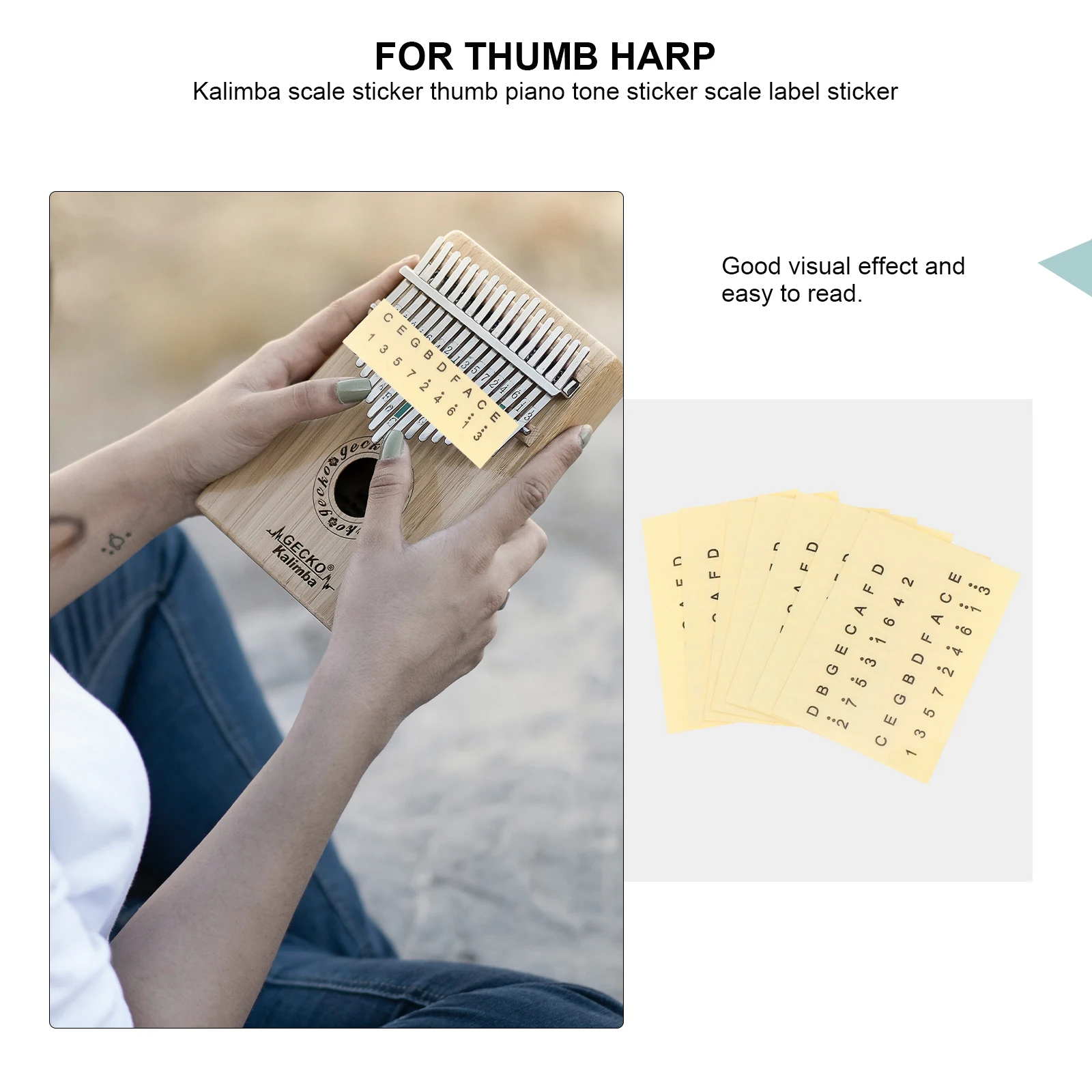 

6 Pcs Yellow Paper Scale Stickers for Thumb Piano Accessories Lightweight Practical Clear Colorful Easy to Read