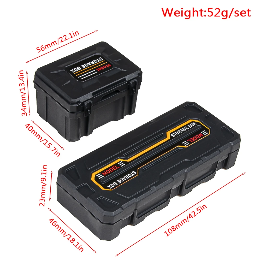 2pcs Plastic Luggage Storage Box Decoration Tool For 1/10 Rc Crawler Axial Scx10 90046 Traxxas Trx4 Trx6 Redcat Rgt Yikong Rc4wd
