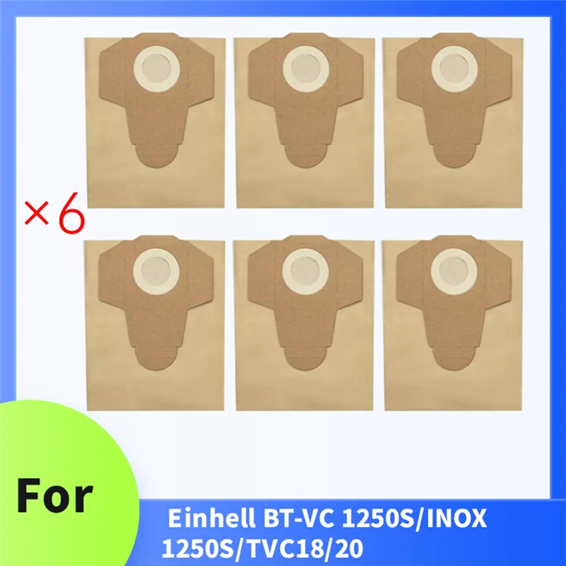 A24p 6 pçs 20l saco de papel poeira para BT-VC 1250s/INOX 1250s/tvc18/20 aspirador de pó molhado e seco saco filtro accesso