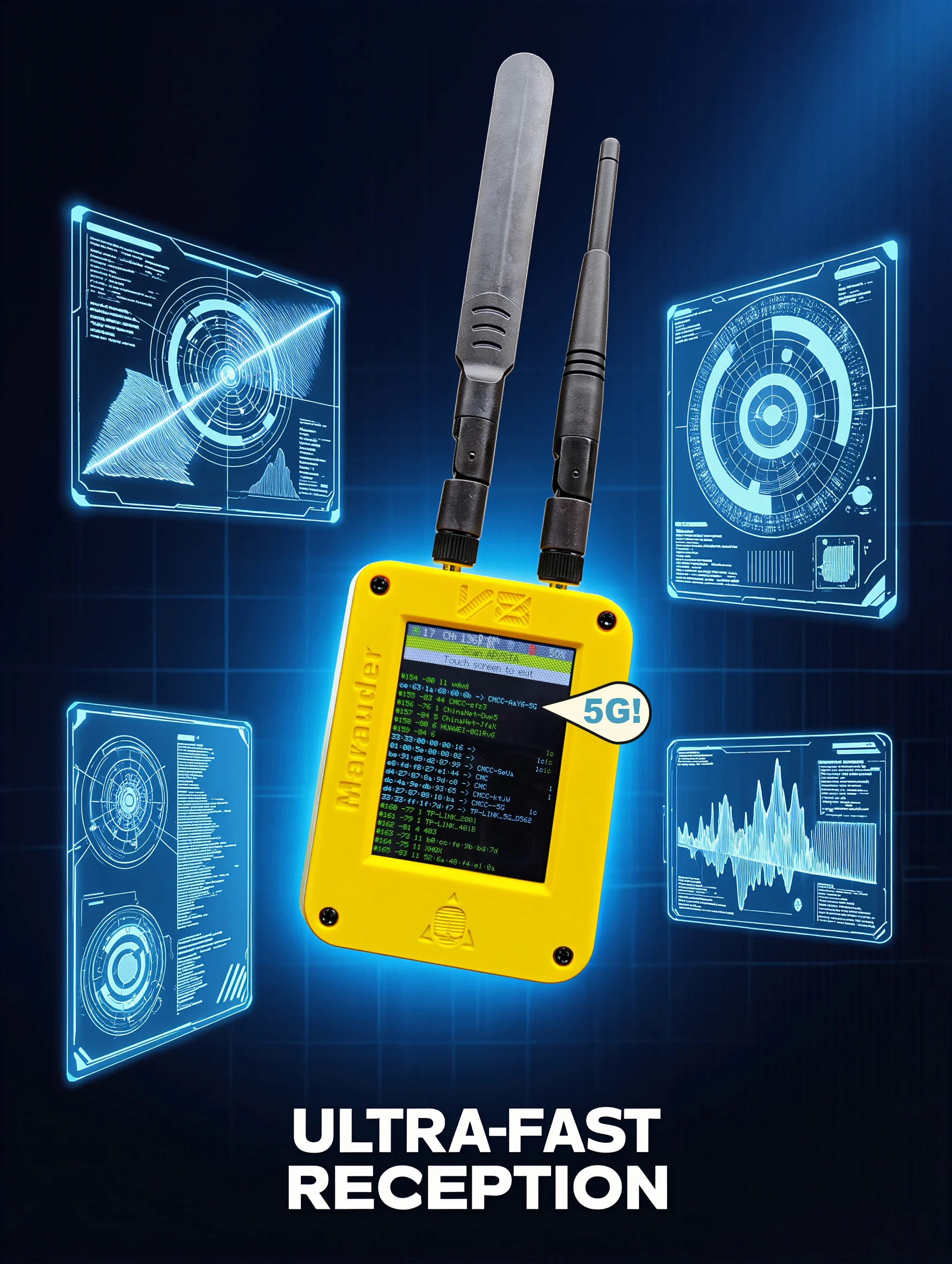 

New ESP32 Marauder V8 ESP32-C5 Dual Band WiFi, Bluetooth, GPS, Supports 2.4G&5G Signal For data analysis and penetration test