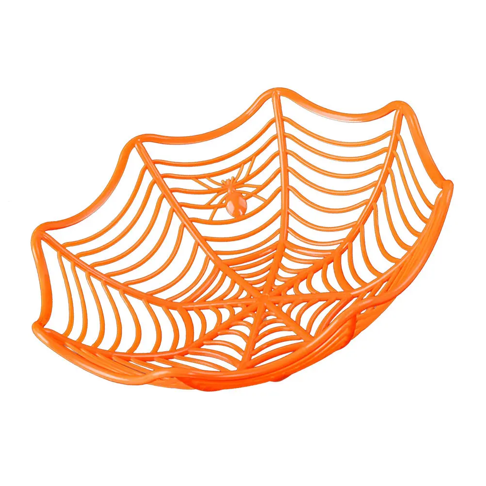 Plastic Halloween Candy Storage Basket Spider Web Design Fruit Bowl for Cookies Treats Small Gifts Living Room Bedroom Wedding