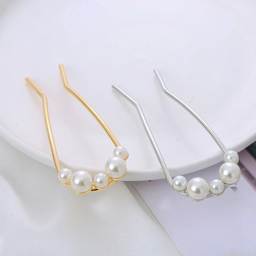 

6pcs Pearl Hairpins U Shaped Clips Vintage Accessories Gold Silver Pins For Buns Long Hair Styling Tools Hair Forks