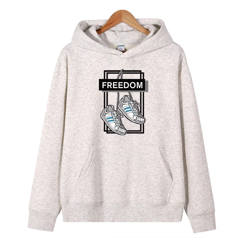 Fashionable and trendy board shoes printed women's hooded autumn and winter style, couple's wool warm hooded sweatshirt